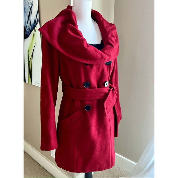 Bebe y2k red wool double breasted pea coat size XS - Picture 3 of 9